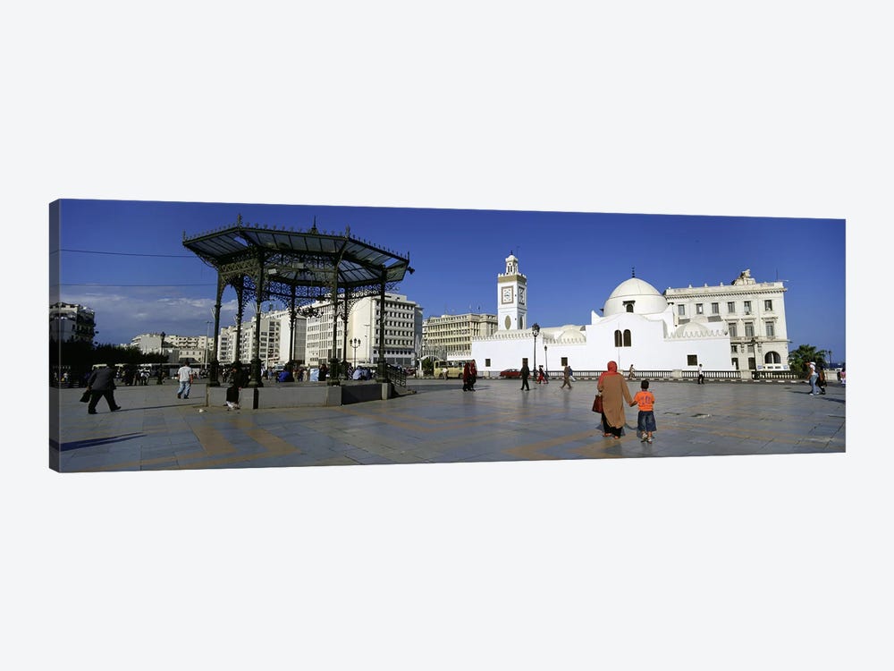Tourists walking in front of a mosque, Jamaa-El-Jedid, Algiers, Algeria by Panoramic Images 1-piece Canvas Wall Art