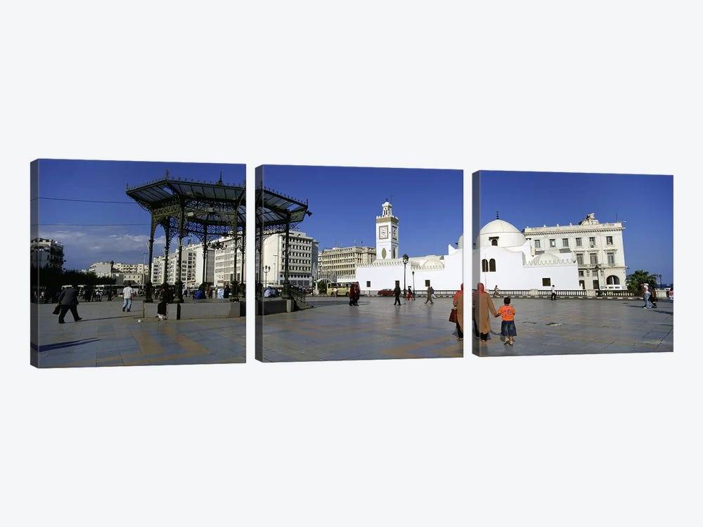 Tourists walking in front of a mosque, Jamaa-El-Jedid, Algiers, Algeria by Panoramic Images 3-piece Canvas Art