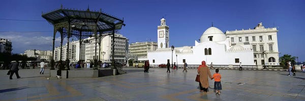 Algeria: Tourists walking in front of a mosque, Jamaa-El-Jedid, Algiers, Algeria by Panoramic Images