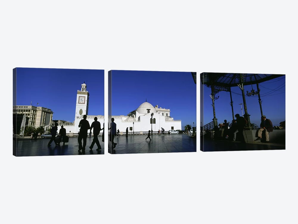 Tourists walking in front of a mosque, Jamaa-El-Jedid, Algiers, Algeria #2 by Panoramic Images 3-piece Canvas Wall Art