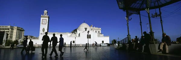 Domes: Tourists walking in front of a mosque, Jamaa-El-Jedid, Algiers, Algeria #2 by Panoramic Images