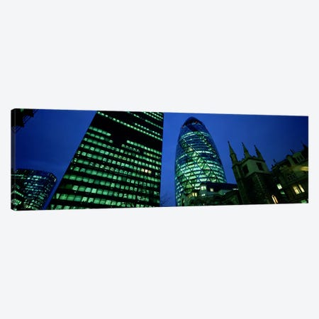 Low-Angle View Of 30 St Mary Axe (Gherkin), London, England Canvas Print #PIM5548} by Panoramic Images Canvas Art Print