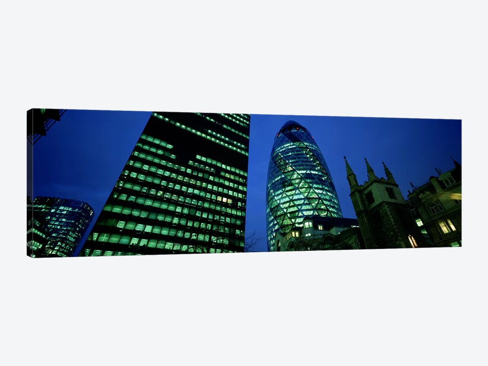Low-Angle View Of 30 St Mary Axe (Gherkin), London, England by Panoramic Images 1-piece Canvas Art