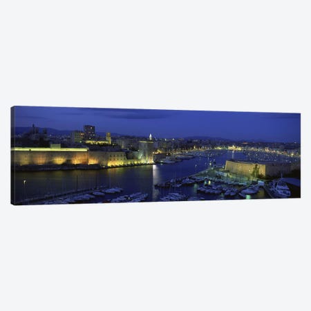 Old Port At Night, Marseille, Provence-Alpes-Cote d'Azur, France Canvas Print #PIM5557} by Panoramic Images Canvas Print