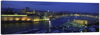 Old Port At Night, Marseille, Provence-Alpes-Cote d'Azur, France Canvas Art Print - Provence
