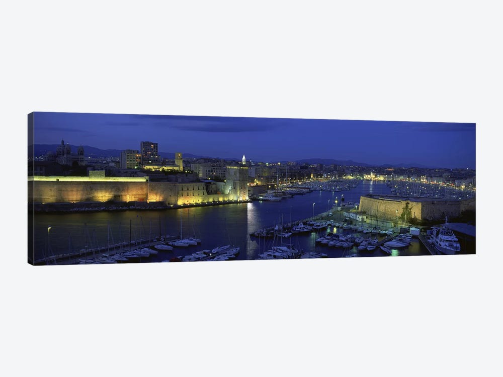Old Port At Night, Marseille, Provence-Alpes-Cote d'Azur, France by Panoramic Images 1-piece Canvas Artwork
