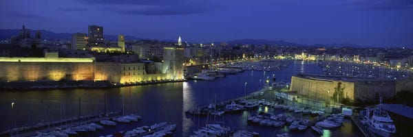 Indigo: Old Port At Night, Marseille, Provence-Alpes-Cote d'Azur, France by Panoramic Images