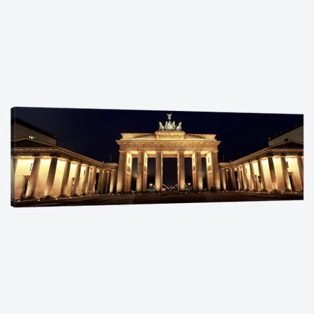 Low angle view of a gate lit up at night, Brandenburg Gate, Berlin, Germany Canvas Print #PIM5561} by Panoramic Images Art Print
