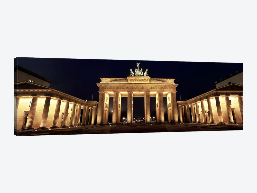 Low angle view of a gate lit up at night, Brandenburg Gate, Berlin, Germany by Panoramic Images 1-piece Canvas Art Print