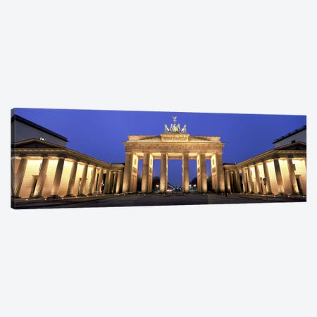 An Illuminated Brandenburg Gate, Berlin, Germany Canvas Print #PIM5562} by Panoramic Images Art Print