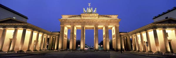 Famous Monuments & Sculptures: An Illuminated Brandenburg Gate, Berlin, Germany by Panoramic Images