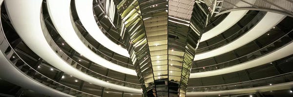 Berlin: Interior Of Dome & Cone, Reichstag, Berlin, Germany by Panoramic Images