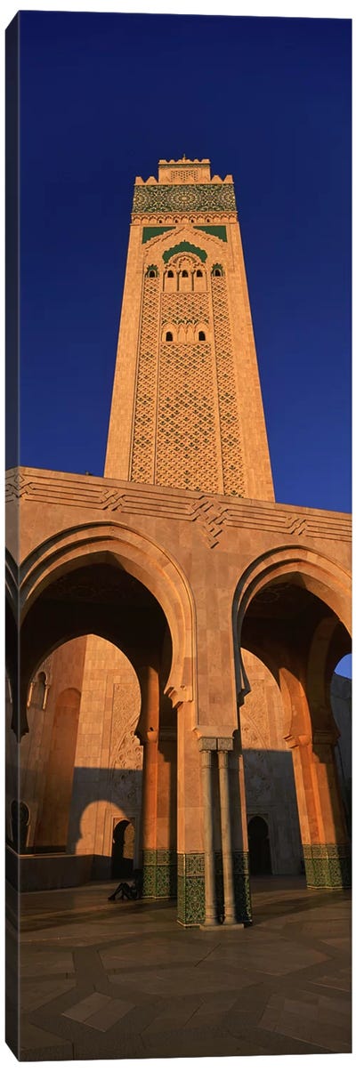 Low angle view of the tower of a mosque, Hassan II Mosque, Casablanca, Morocco Canvas Art Print - Islamic Art