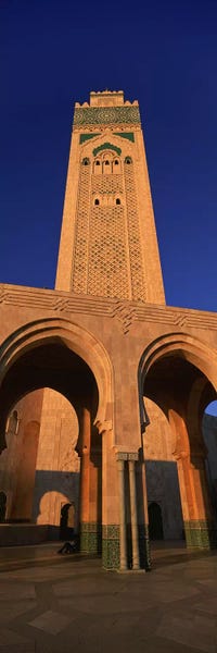 Casablanca, Morocco: Low angle view of the tower of a mosque, Hassan II Mosque, Casablanca, Morocco by Panoramic Images