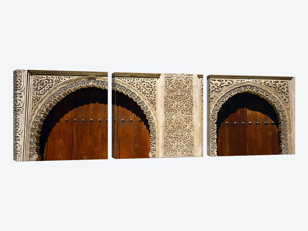 Low angle view of carving on arches of a palace, Court Of Lions, Alhambra, Granada, Andalusia, Spain by Panoramic Images 3-piece Canvas Art