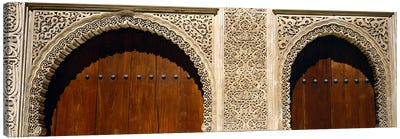 Low angle view of carving on arches of a palace, Court Of Lions, Alhambra, Granada, Andalusia, Spain Canvas Art Print - Door Art