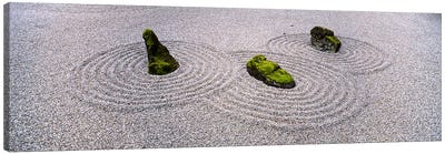 High angle view of moss on three stones in a Zen garden, Washington Park, Portland, Oregon, USA Canvas Art Print - Oregon