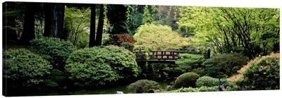 Panoramic view of a garden, Japanese Garden, Washington Park, Portland, Oregon Canvas Art Print - Portland Art