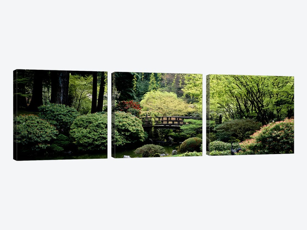 Panoramic view of a garden, Japanese Garden, Washington Park, Portland, Oregon by Panoramic Images 3-piece Canvas Wall Art