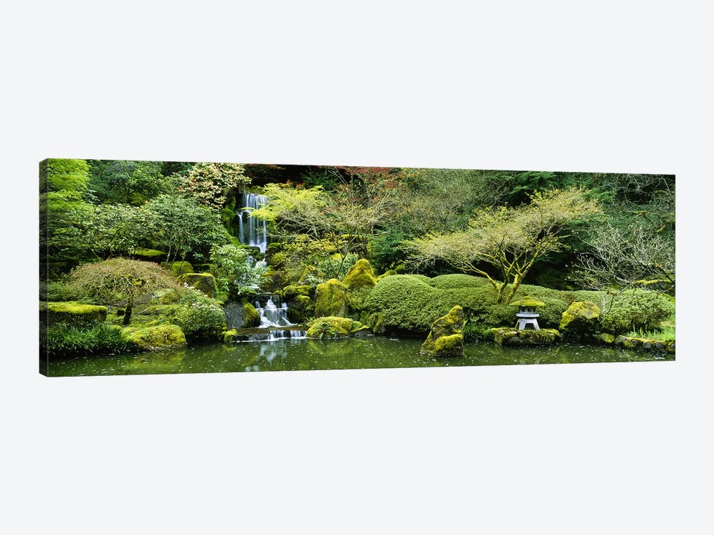Waterfall in a garden, Japanese Garden, Washington Park, Portland, Oregon, USA 1-piece Canvas Wall Art