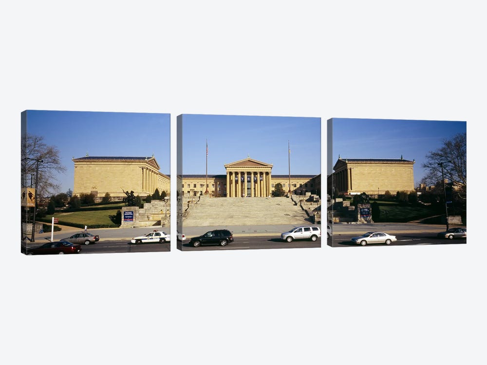 Facade of an art museum, Philadelphia Museum Of Art, Philadelphia, Pennsylvania, USA by Panoramic Images 3-piece Canvas Artwork