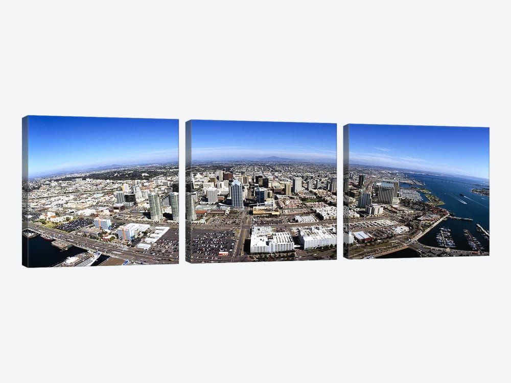 Aerial view of a city, San Diego, California, USA by Panoramic Images 3-piece Canvas Art