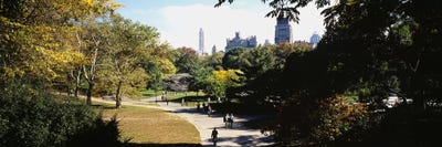 High angle view of a group of people walking in a park, Central Park, Manhattan, New York City, New York State, USA by Panoramic Images framed canvas print
