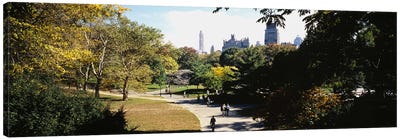 High angle view of a group of people walking in a park, Central Park, Manhattan, New York City, New York State, USA Canvas Art Print - Central Park