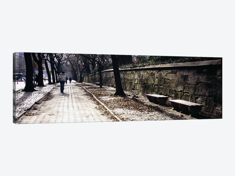 Rear view of a woman walking on a walkway, Central Park, Manhattan, New York City, New York, USA by Panoramic Images 1-piece Canvas Wall Art