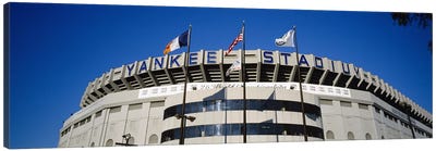 Flags in front of a stadium, Yankee Stadium, New York City, New York, USA #2 Canvas Art Print
