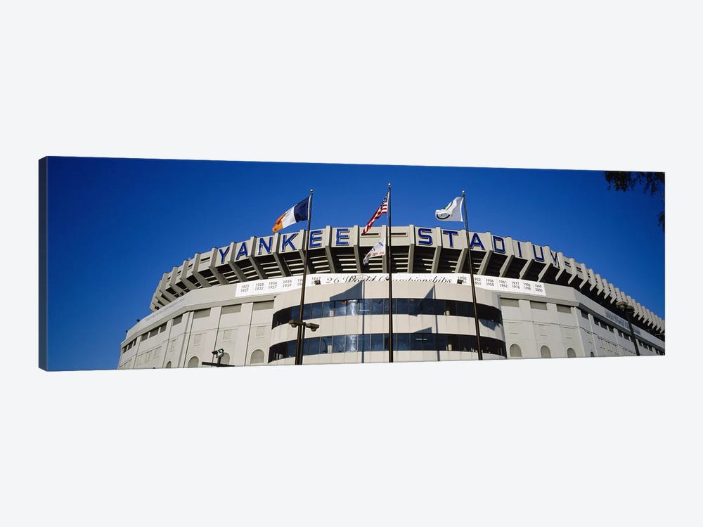 Flags in front of a stadium, Yankee Stadium, New York City, New York, USA #2 by Panoramic Images 1-piece Canvas Artwork