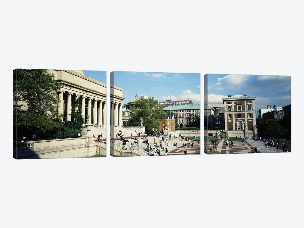 Group of people in front of a library, Library Of Columbia University, New York City, New York, USA by Panoramic Images 3-piece Canvas Artwork