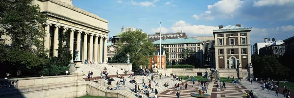 Columns: Group of people in front of a library, Library Of Columbia University, New York City, New York, USA by Panoramic Images