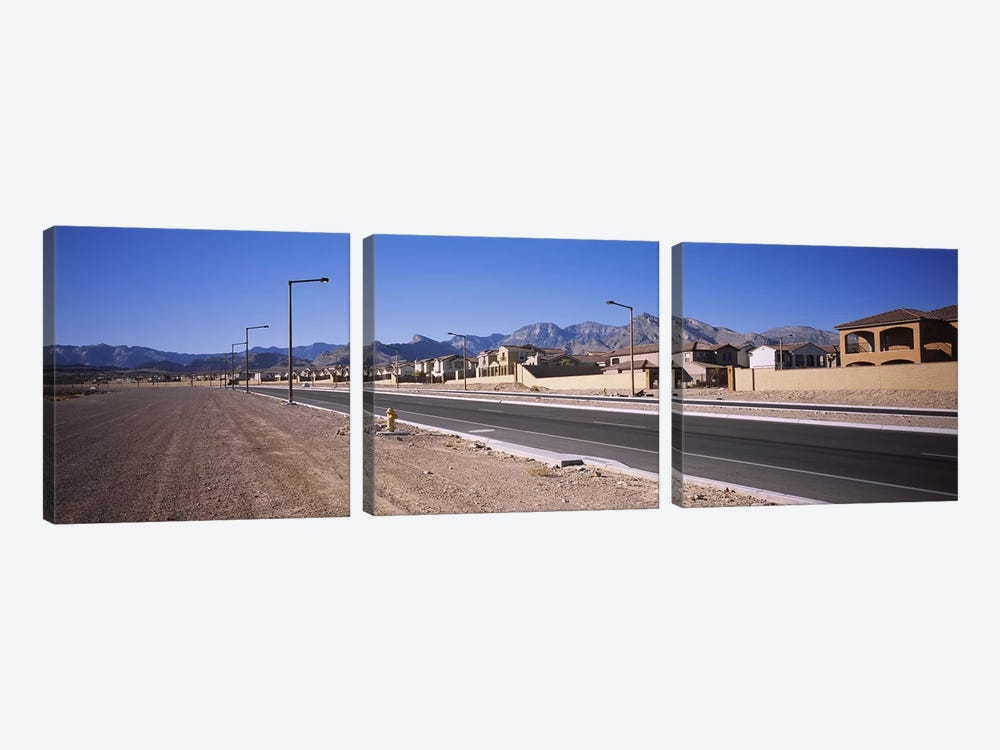 Houses in a row along a road, Las Vegas, Nevada, USA by Panoramic Images 3-piece Canvas Artwork