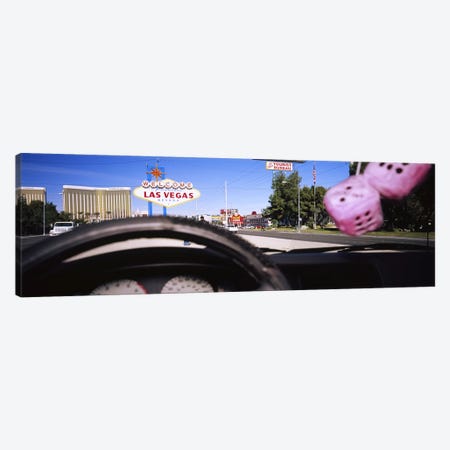 Welcome sign board at a road side viewed from a car, Las Vegas, Nevada, USA Canvas Print #PIM5608} by Panoramic Images Canvas Wall Art