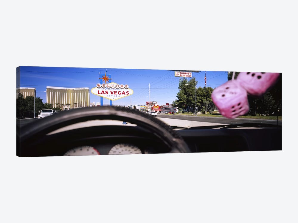 Welcome sign board at a road side viewed from a car, Las Vegas, Nevada, USA by Panoramic Images 1-piece Canvas Artwork