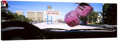 Welcome sign board at a road side viewed from a car, Las Vegas, Nevada, USA #2 Canvas Art Print - Panoramic Cityscapes