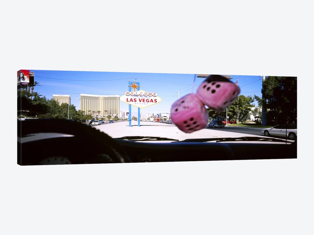 Welcome sign board at a road side viewed from a car, Las Vegas, Nevada, USA #2 by Panoramic Images 1-piece Canvas Print