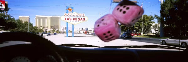 Nevada: Welcome sign board at a road side viewed from a car, Las Vegas, Nevada, USA #2 by Panoramic Images