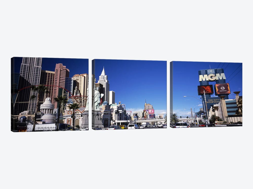 Buildings in a city, The Strip, Las Vegas, Nevada, USA by Panoramic Images 3-piece Canvas Wall Art