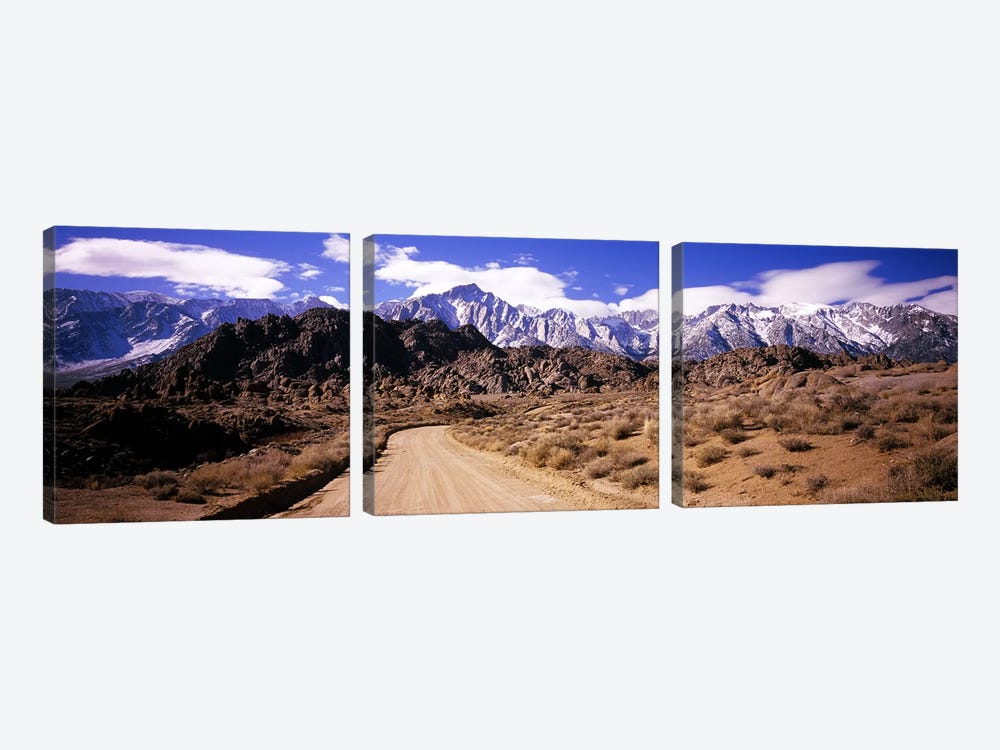 Mountainside Dirt Road Near Lone Pine Peak, Sierra Nevada, California, USA by Panoramic Images 3-piece Canvas Artwork