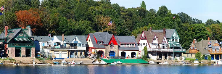 Boathouse Row at the waterfront, Schuylkill River, Philadelphia, Pennsylvania, USA