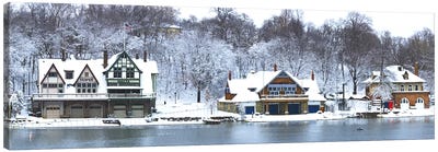 Boathouse Row at the waterfront, Schuylkill River, Philadelphia, Pennsylvania, USA Canvas Art Print - Snowscape Art