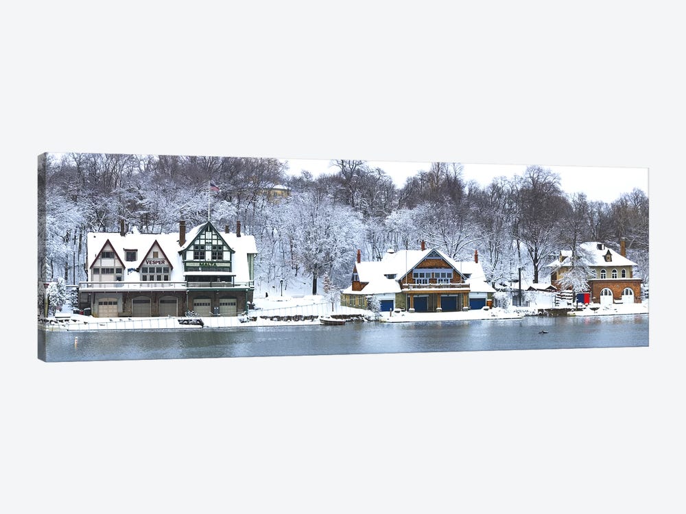 Boathouse Row at the waterfront, Schuylkill River, Philadelphia, Pennsylvania, USA by Panoramic Images 1-piece Canvas Print