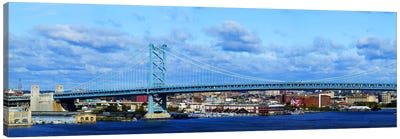 Suspension bridge across a river, Ben Franklin Bridge, Delaware River, Philadelphia, Pennsylvania, USA Canvas Art Print - Pennsylvania Art