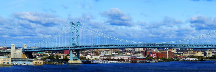 Suspension bridge across a river, Ben Franklin Bridge, Delaware River, Philadelphia, Pennsylvania, USA