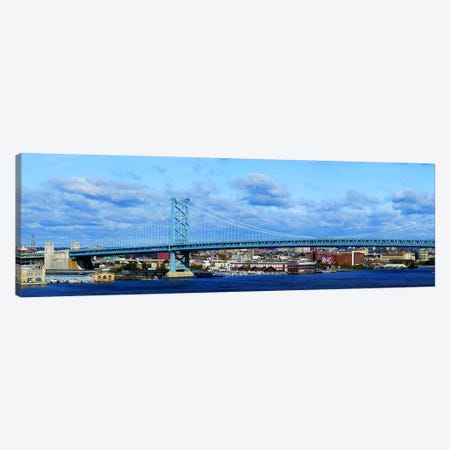 Suspension bridge across a river, Ben Franklin Bridge, Delaware River, Philadelphia, Pennsylvania, USA Canvas Print #PIM5623} by Panoramic Images Canvas Wall Art