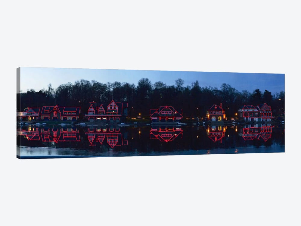 Boathouse at the waterfront, Schuylkill River, Philadelphia, Pennsylvania, USA by Panoramic Images 1-piece Canvas Art