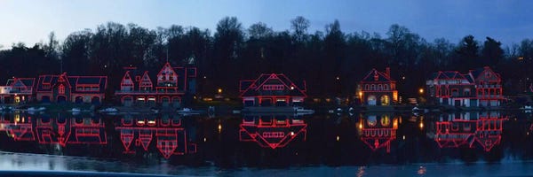 Pennsylvania: Boathouse at the waterfront, Schuylkill River, Philadelphia, Pennsylvania, USA by Panoramic Images
