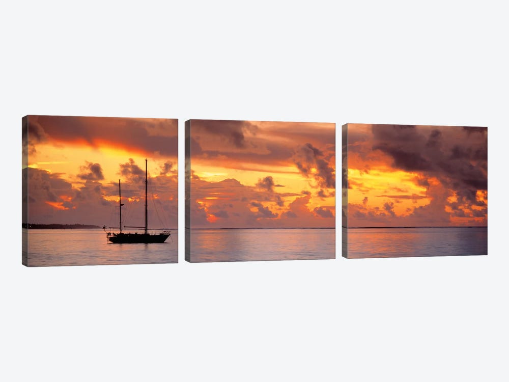Boat at sunset  by Panoramic Images 3-piece Canvas Wall Art